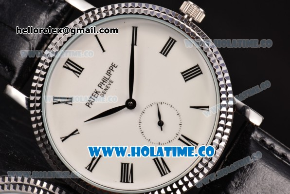 Patek Philippe Calatrava Asia ST16 Automatic Steel Case with White Dial and Black Leather Strap - Click Image to Close